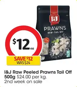 Coles I&J raw peeled prawns tail offer