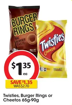 Coles Twisties, burger rings or cheetos offer