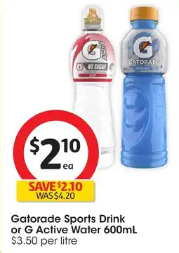Coles Gatorade sports drink or g active water offer