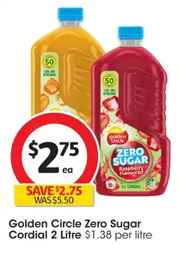 Coles Golden circle zero sugar cordial offer