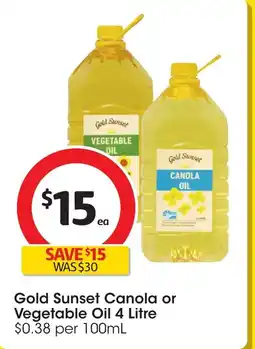 Coles Gold sunset canola or vegetable oil offer