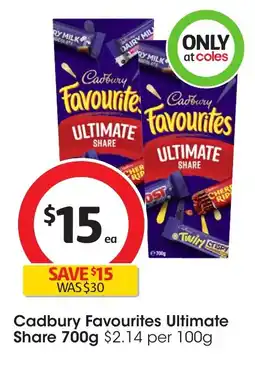 Coles Cadbury favourites ultimate share offer