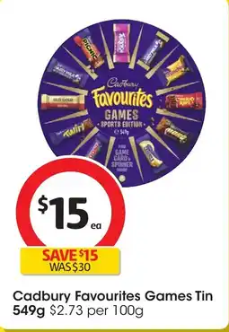 Coles Cadbury favourites games tin offer