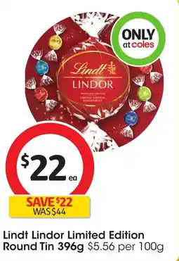 Coles Lindt lindor limited edition round tin offer