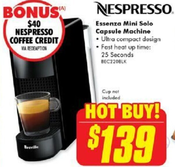 Nespresso Essenza Mini Solo Capsule Machine offer at The Good Guys