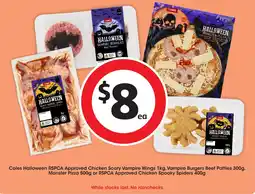 Coles Coles halloween chicken scary vampire wings, vampire burgers beef patties, monster pizza or chicken spooky spiders offer