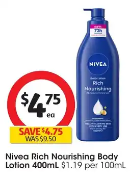 Coles Nivea rich nourishing body lotion offer