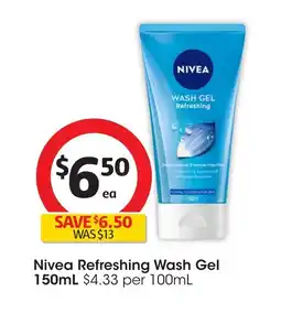 Coles Nivea refreshing wash gel offer