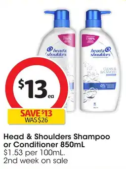 Coles Head & shoulders shampoo or conditioner offer