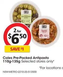 Coles Coles pre-packed antipasto offer