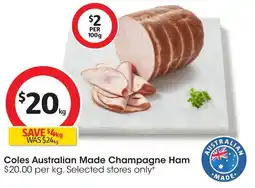 Coles Coles australian made champagne ham offer