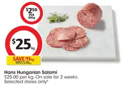 Coles Hans hungarian salami offer