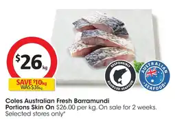 Coles Coles australian fresh barramundi portions skin on offer