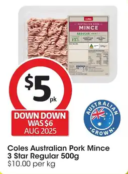 Coles Coles australian pork mince 3 star regular offer