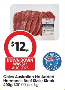 Coles Coles australian no added hormones beef sizzle steak offer