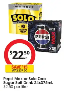 Coles Pepsi max or solo zero sugar soft drink offer