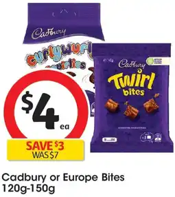 Coles Cadbury or Europe Bites offer