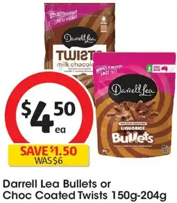 Coles Darrell Lea Bullets or Choc Coated Twists offer