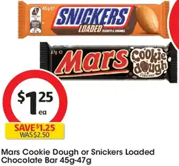 Coles Mars Cookie Dough or Snickers Loaded Chocolate Bar offer