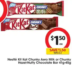 Coles Nestlé Kit Kat Chunky Aero Milk or Chunky Hazel-Nutty Chocolate Bar offer