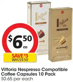Coles Vittoria Nespresso Compatible Coffee Capsules offer