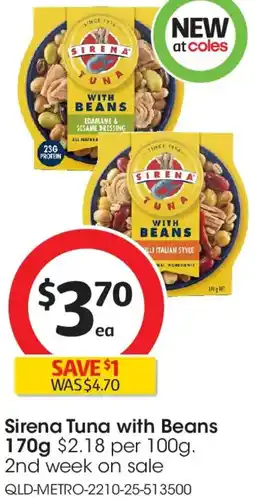 Coles Sirena Tuna with Beans offer