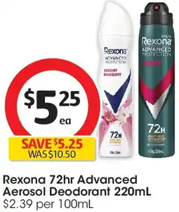 Coles Rexona 72hr Advanced Aerosol Deodorant offer