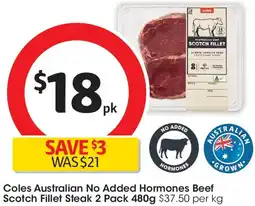 Coles Coles Australian No Added Hormones Beef Scotch Fillet Steak offer
