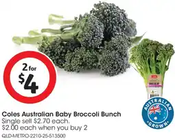 Coles Coles Australian Baby Broccoli Bunch offer