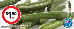 Coles Coles Australian Continental Cucumber offer