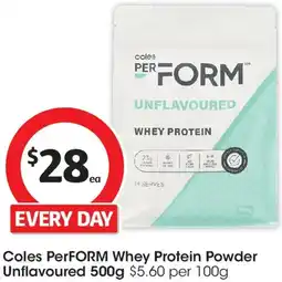 Coles Coles PerFORM Whey Protein Powder Unflavoured offer