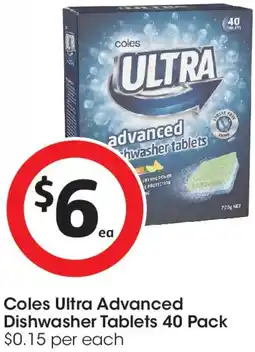 Coles Coles Ultra Advanced Dishwasher Tablets offer