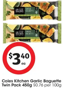 Coles Coles Kitchen Garlic Baguette offer