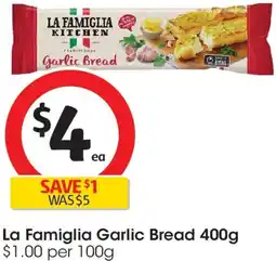 Coles La Famiglia Garlic Bread offer