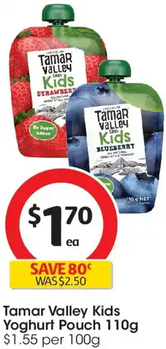 Coles Tamar Valley Kids Yoghurt Pouch offer