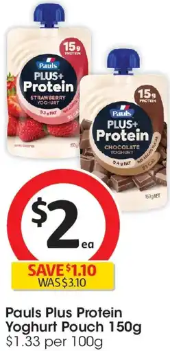 Coles Pauls Plus Protein Yoghurt Pouch offer