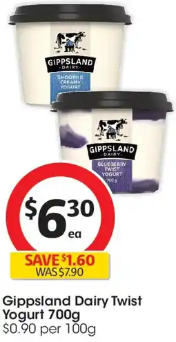 Coles Gippsland Dairy Twist Yogurt offer