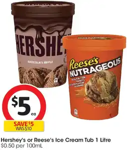 Coles Hershey's or Reese's Ice Cream Tub offer