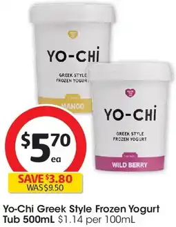 Coles Yo-Chi Greek Style Frozen Yogurt Tub offer