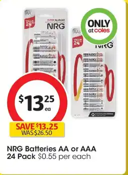Coles Nrg batteries aa or aaa offer