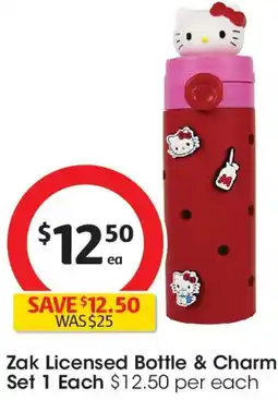 Coles Zak Licensed Bottle & Charm Set offer