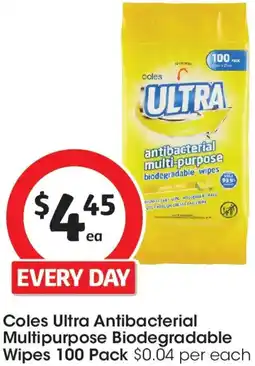 Coles Coles Ultra Antibacterial Multipurpose Biodegradable Wipes offer