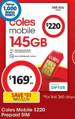 Coles Coles Mobile Prepaid SIM offer