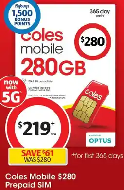 Coles Coles Mobile Prepaid SIM offer