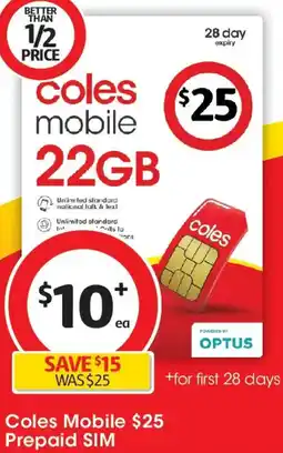 Coles Coles Mobile Prepaid SIM offer