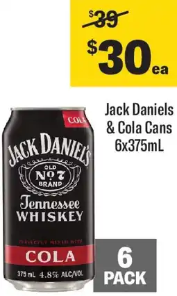Coles Jack Daniels & Cola Cans offer