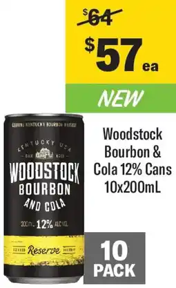 Coles Woodstock Bourbon & Cola 12% Cans offer
