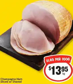 IGA Champagne Ham Sliced or Shaved offer