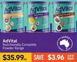 Chempro AdVital Nutritionally Complete Powder Range offer