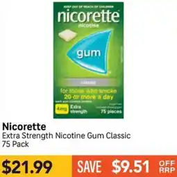 Chempro Nicorette Extra Strength Nicotine Gum Classic offer